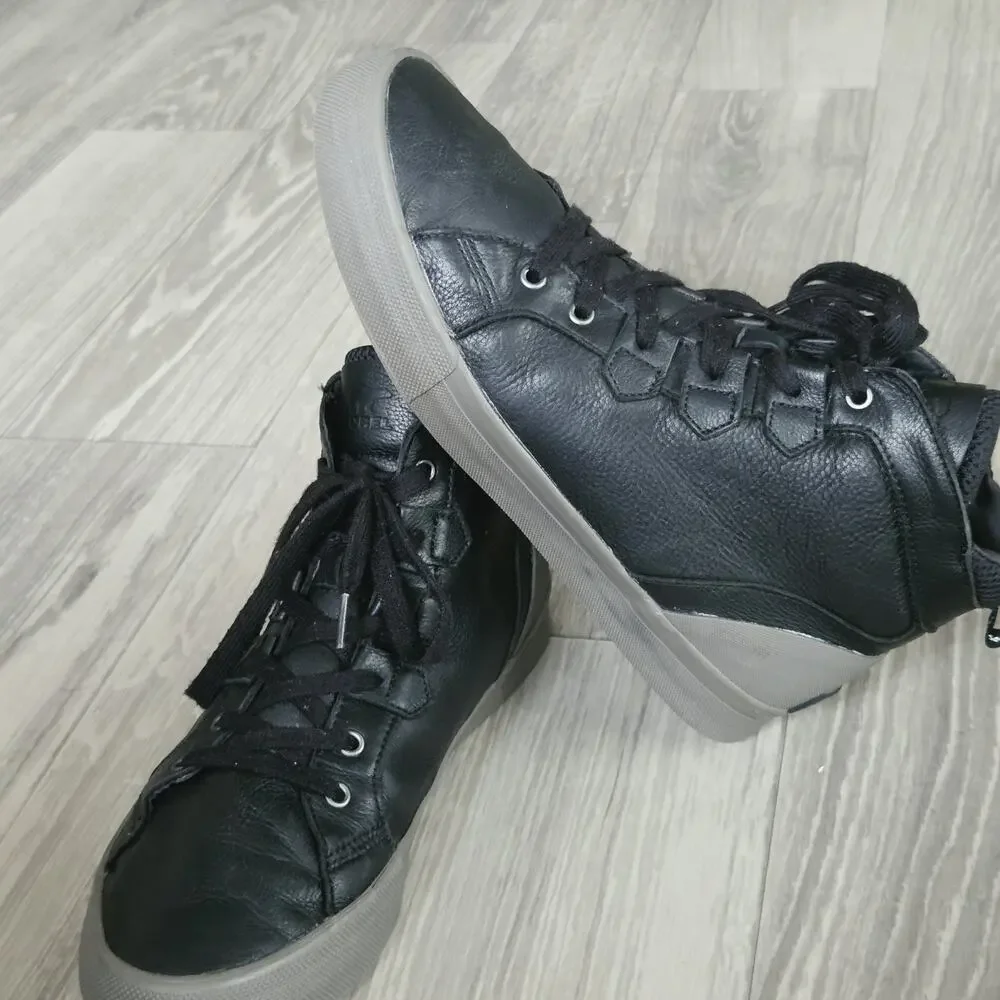 B4 Sorel Men's US 11.5 Caribou Mid WP Waterproof Sneaker Black Leather High Top
